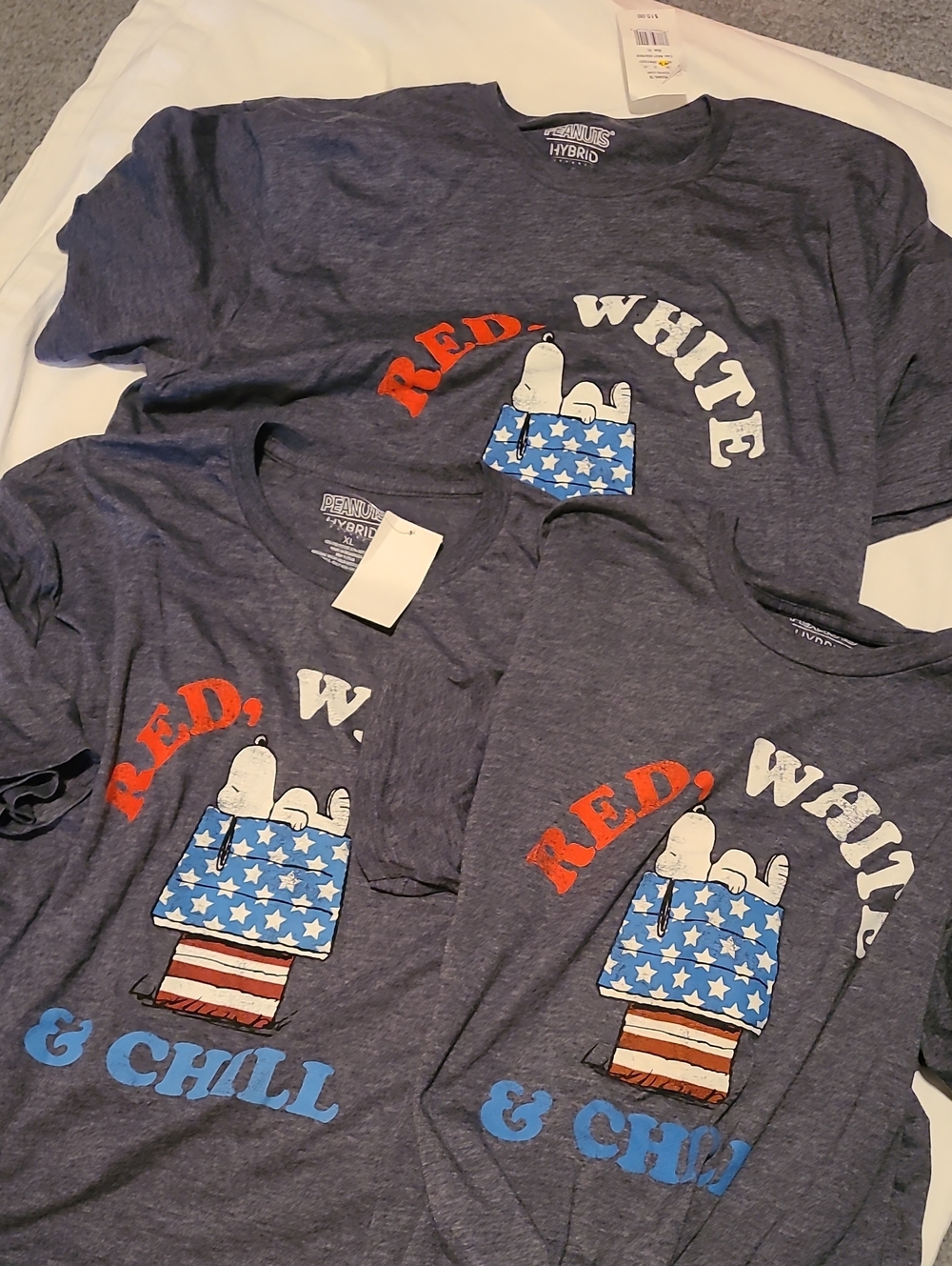 Snoopy Patriatic Shirts, 3 XL Shirts Red White And Blue, 4th Of July